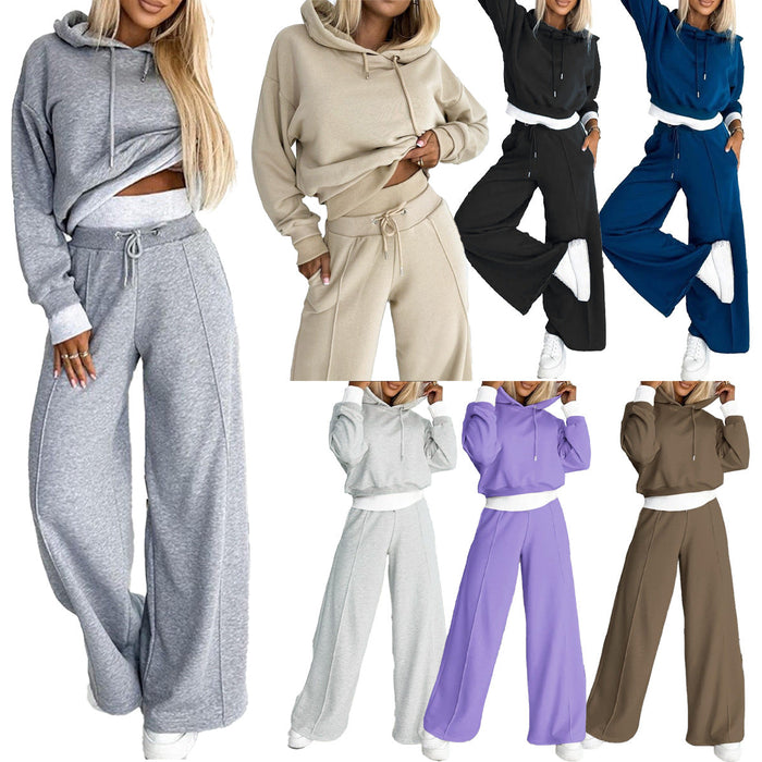 ISABEL | Modieuze Patchwork Hoodie en Broek Set - Warme Dames Winteroutfit