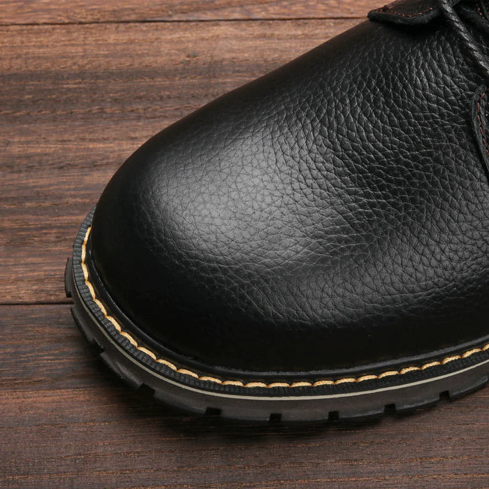 HARRISON | Natuurlijke Wol Winterlaarzen van Echt Koeienleer | Warme Heren Winter Schoenen