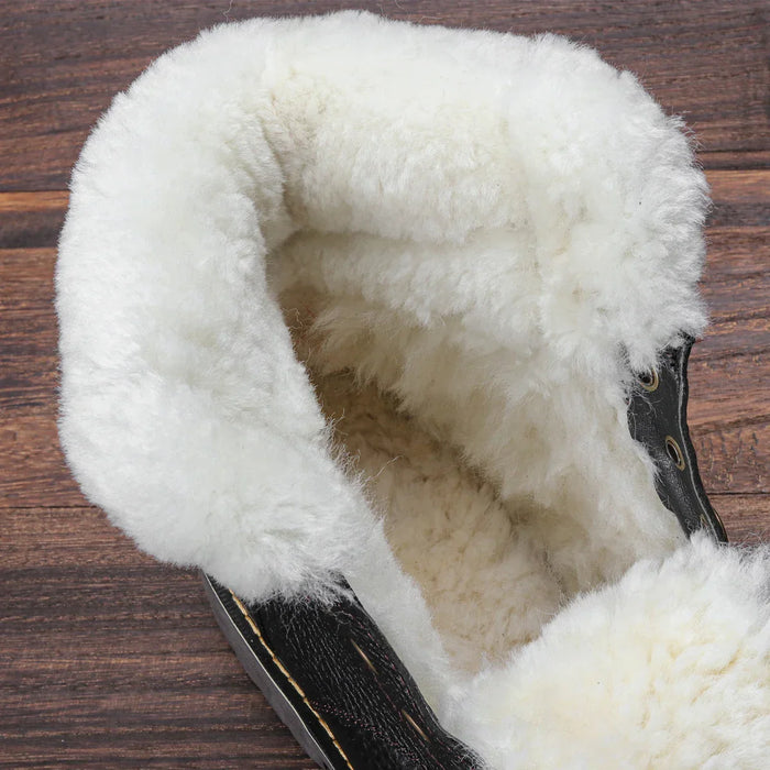 HARRISON | Natuurlijke Wol Winterlaarzen van Echt Koeienleer | Warme Heren Winter Schoenen