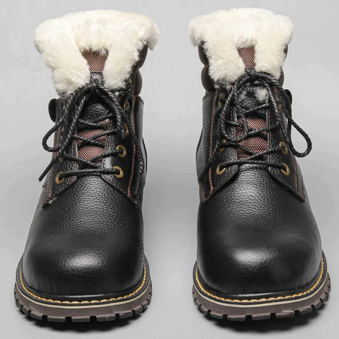 HARRISON | Natuurlijke Wol Winterlaarzen van Echt Koeienleer | Warme Heren Winter Schoenen