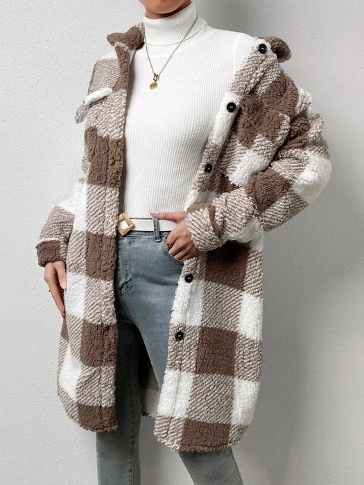 VIVIAN | Casual Checkered Winterjas Dames - Warme Losvallende Pluche Ruitjas