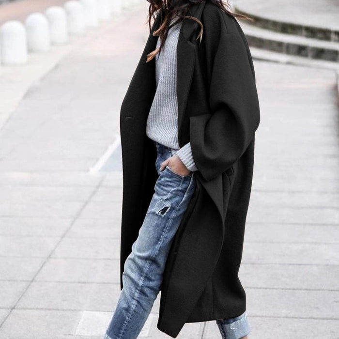 URBAN ELEGANCE | Stijlvolle Lange Jas met Zakken - Warme Wolblend Winterjas voor Vrouwen