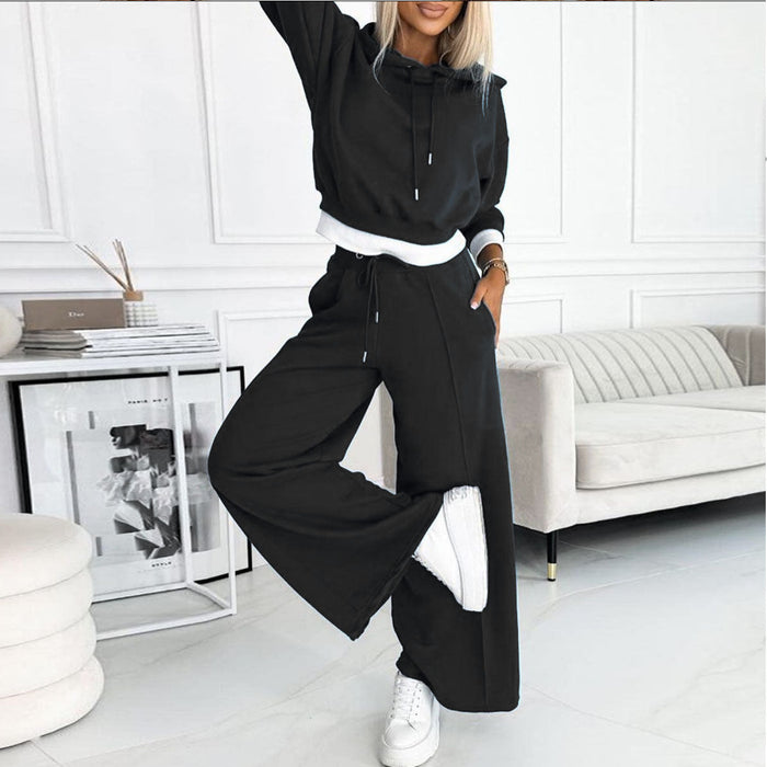 ISABEL | Modieuze Patchwork Hoodie en Broek Set - Warme Dames Winteroutfit