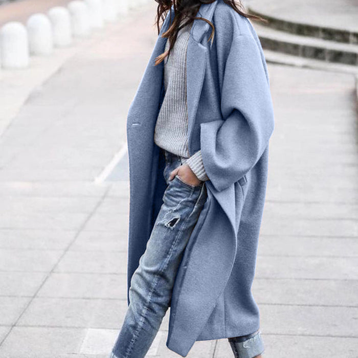 URBAN ELEGANCE | Stijlvolle Lange Jas met Zakken - Warme Wolblend Winterjas voor Vrouwen