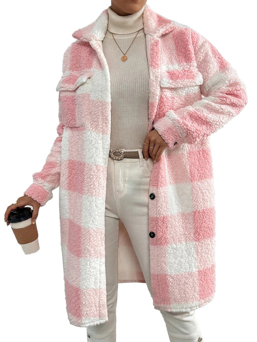 VIVIAN | Casual Checkered Winterjas Dames - Warme Losvallende Pluche Ruitjas