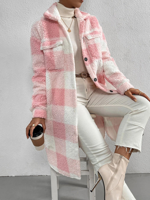 VIVIAN | Casual Checkered Winterjas Dames - Warme Losvallende Pluche Ruitjas