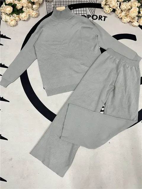 KNITCOUTURE | Herfst Winter Dames Outfit | Comfortabele Gebreide Trui en Rechte Joggingbroek | Stijlvol en Warm