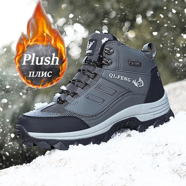 MILTON | Waterdichte Leren Sneakers voor de Winter | Fluffy Warme Hoge top Buiten Laarzen