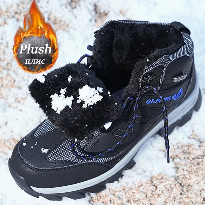 MILTON | Waterdichte Leren Sneakers voor de Winter | Fluffy Warme Hoge top Buiten Laarzen