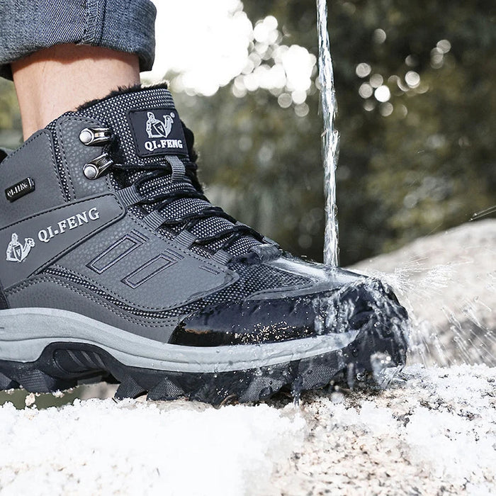 MILTON | Waterdichte Leren Sneakers voor de Winter | Fluffy Warme Hoge top Buiten Laarzen