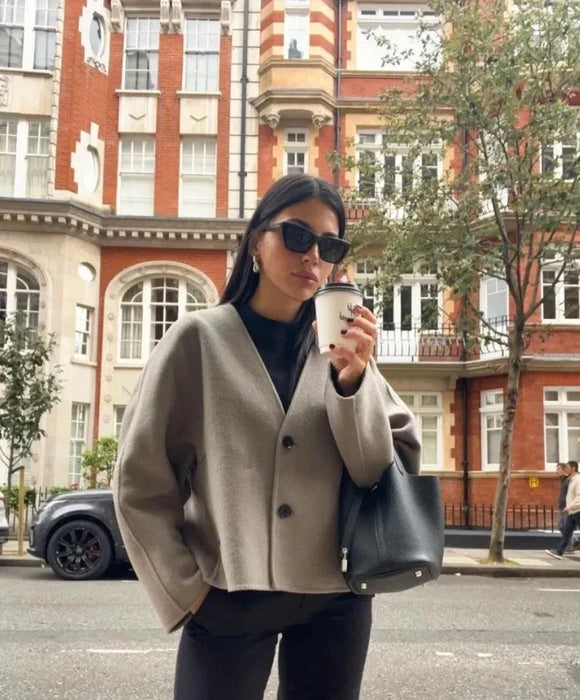 EMMA | Elegante Korte Wolmix Jas - Vrouwelijke Herfstmode