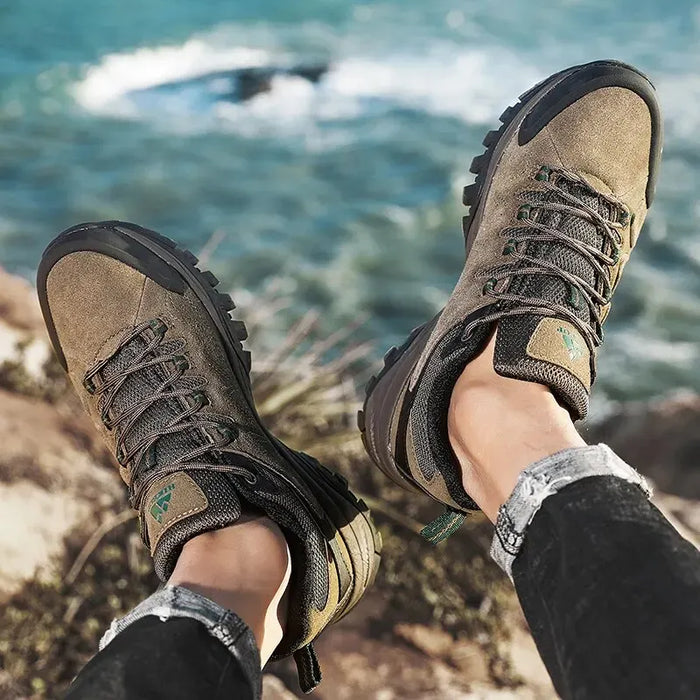 LONNIE | Leren Heren Outdoor Wandelschoenen | Toeristische Trekkingsneakers voor Bergen