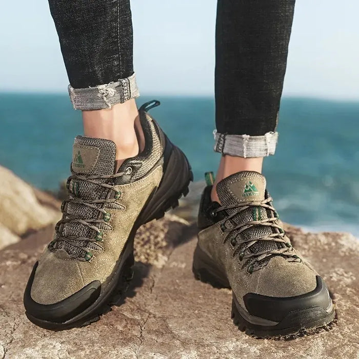 LONNIE | Leren Heren Outdoor Wandelschoenen | Toeristische Trekkingsneakers voor Bergen