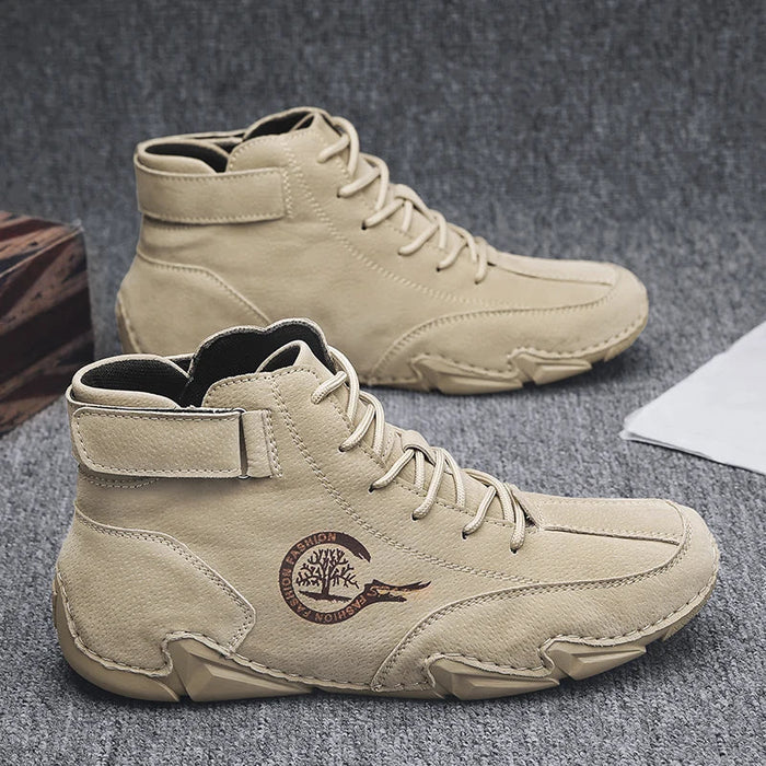 WILBUR | Casual Lederen Luxe Heren Hoge Sneakers | Stijlvolle Motorfiets Enkellaarzen