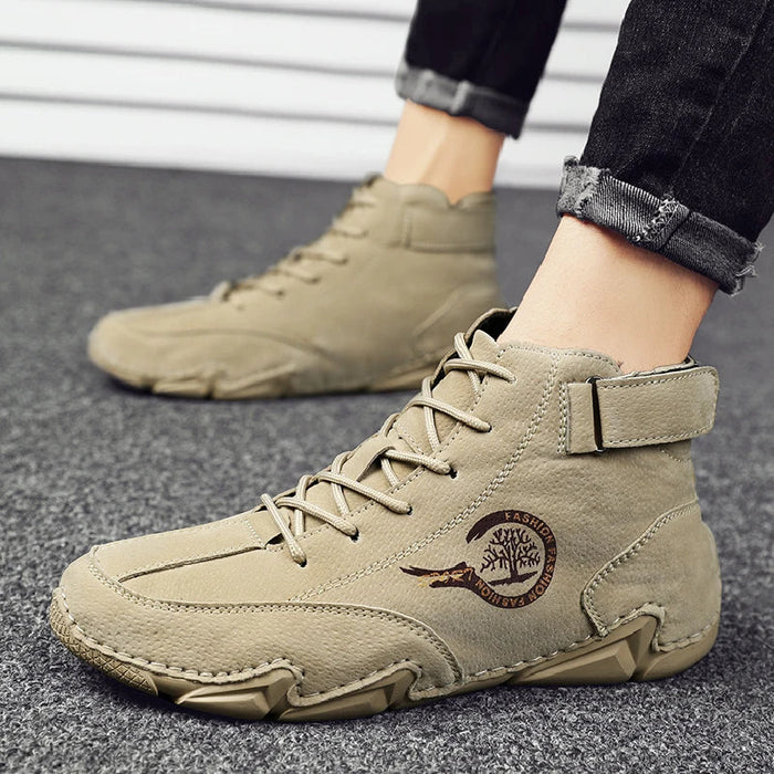 WILBUR | Casual Lederen Luxe Heren Hoge Sneakers | Stijlvolle Motorfiets Enkellaarzen