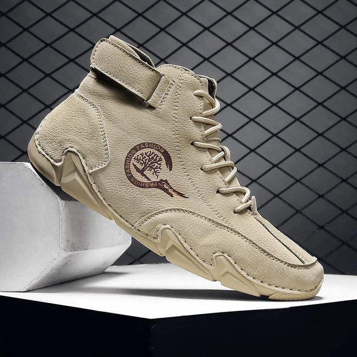 WILBUR | Casual Lederen Luxe Heren Hoge Sneakers | Stijlvolle Motorfiets Enkellaarzen