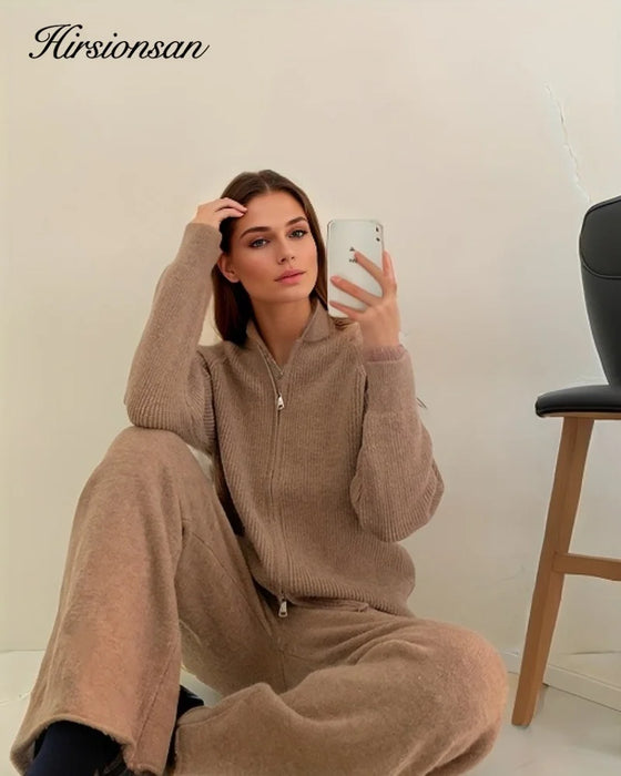 KNITNOOK | Trendy Winter Lounge Set - Zachte Trui en Wijde Gebreide Broek