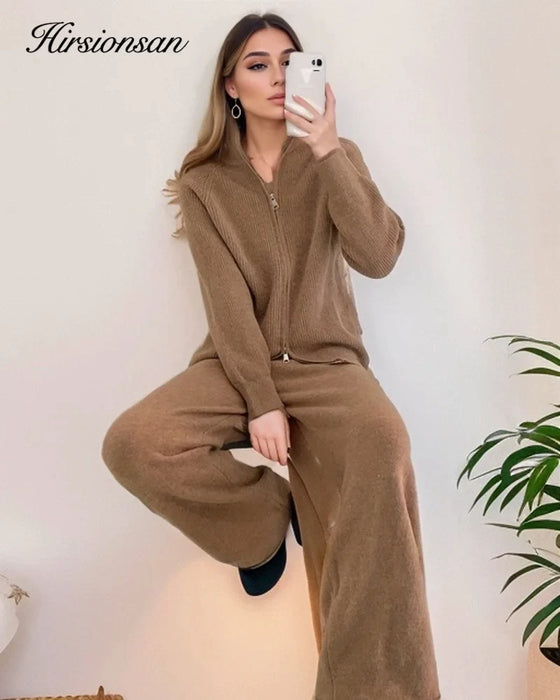 KNITNOOK | Trendy Winter Lounge Set - Zachte Trui en Wijde Gebreide Broek