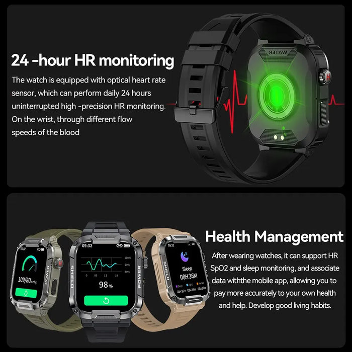 HUGH | Buiten Militair Slim Horloge Mannen | Bluetooth, IP68 Waterdichte Fitness Smartwatch