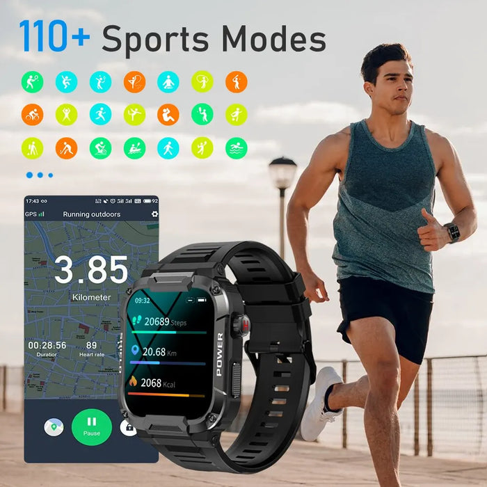 HUGH | Buiten Militair Slim Horloge Mannen | Bluetooth, IP68 Waterdichte Fitness Smartwatch