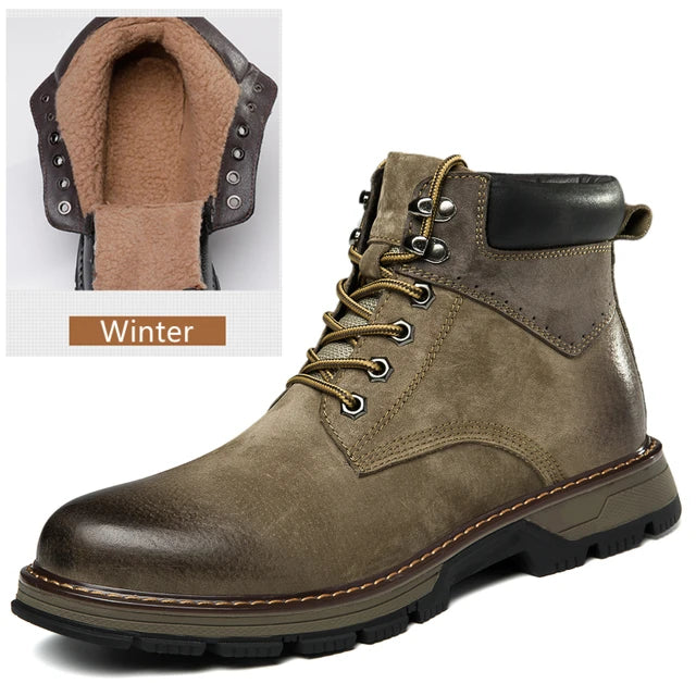 NATHAN | Natuurlijk rundleer winterlaarzen | Luxe leren wintermode