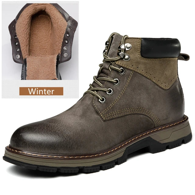 NATHAN | Natuurlijk rundleer winterlaarzen | Luxe leren wintermode