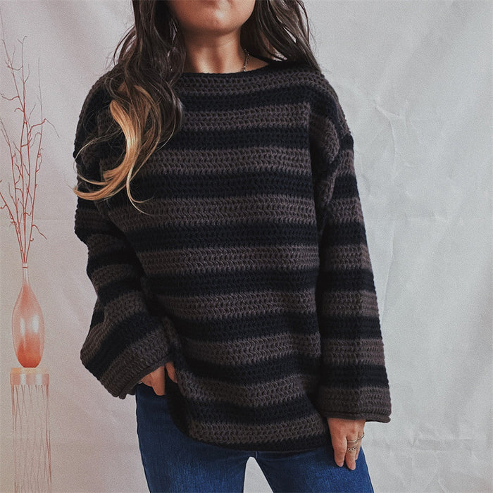 STYLEFLOW | Gestreepte Off-Shoulder Trui | Trendy Comfort | Perfect voor Elke Gelegenheid
