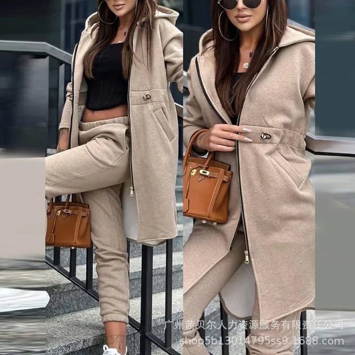 COMFORT | Trendy Vrouwelijke Tweedelige Herfstset met Hoodie en Elastische Taille