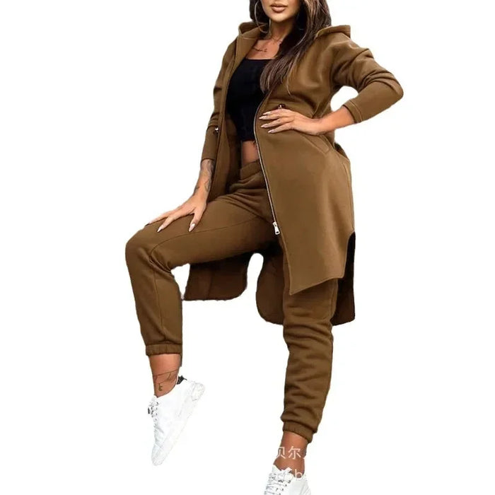 COMFORT | Trendy Vrouwelijke Tweedelige Herfstset met Hoodie en Elastische Taille