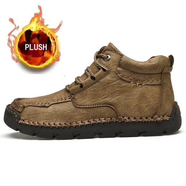 JERRY | Retro Leren Casual Schoenen | Handgestikte Outdoor Enkellaarzen
