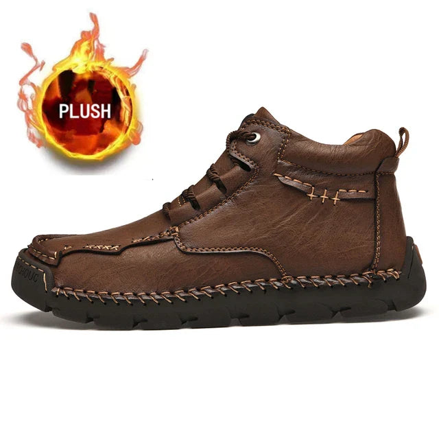 JERRY | Retro Leren Casual Schoenen | Handgestikte Outdoor Enkellaarzen
