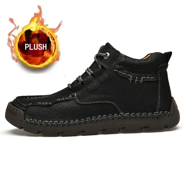JERRY | Retro Leren Casual Schoenen | Handgestikte Outdoor Enkellaarzen
