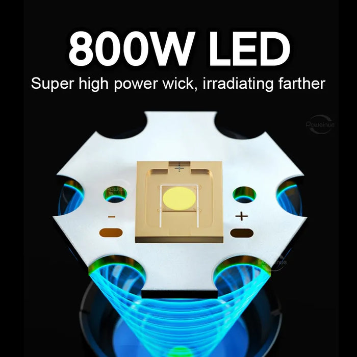MEES | Ultra Heldere LED Zaklamp 1000000LM | Oplaadbare Krachtige 800W LED Zaklamp