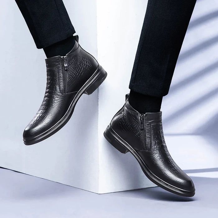 KORNEL | Echt Leer Herfst Winter Business Jurk Snowboots Kantoor Enkel Formele