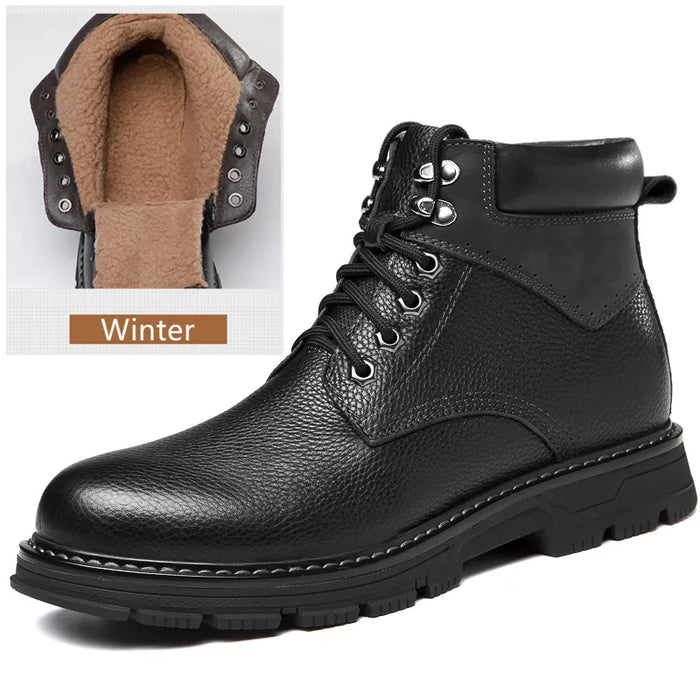 EMIL | Natuurlijk Leder Winterlaarzen | Echt Koe Leer, Warme Mannen Winterschoenen