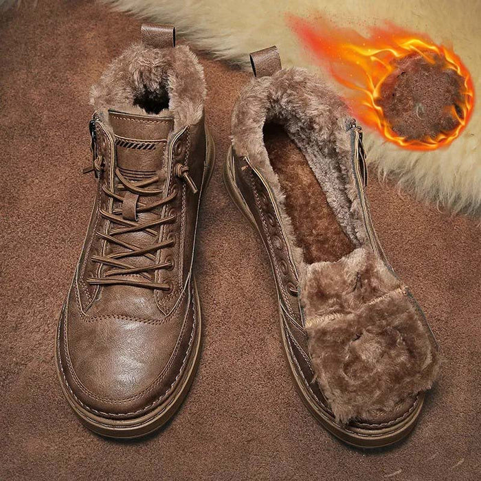 LESTER | Winter Leren Heren Schoenen | Winter Sneakers Man | Gevoerde Sneakers