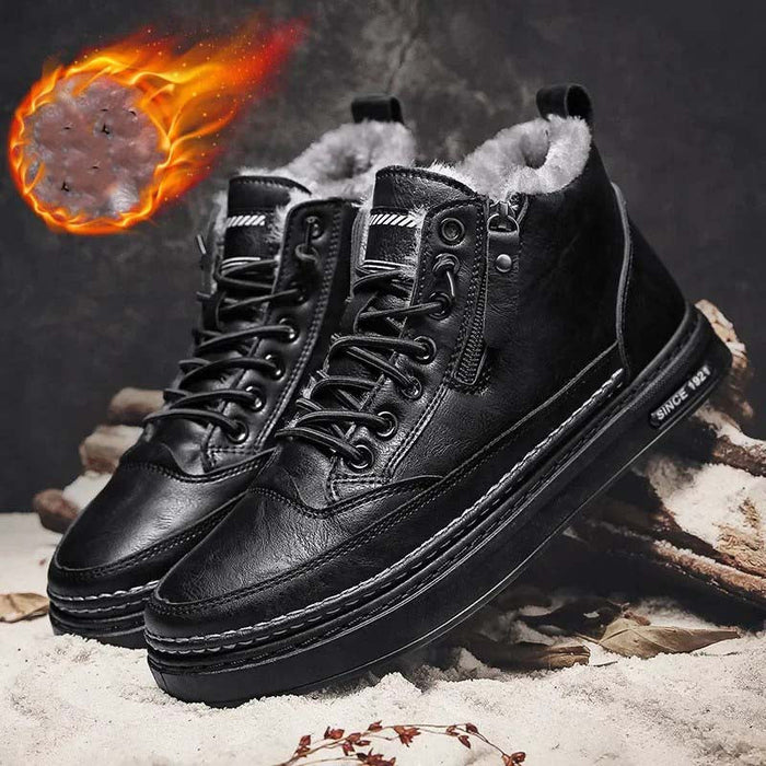 LESTER | Winter Leren Herenlaarzen | Warm Bont, Enkellengte, Casual Werkschoenen