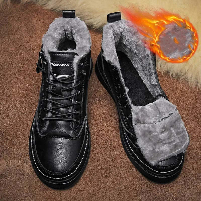 LESTER | Winter Leren Heren Schoenen | Winter Sneakers Man | Gevoerde Sneakers