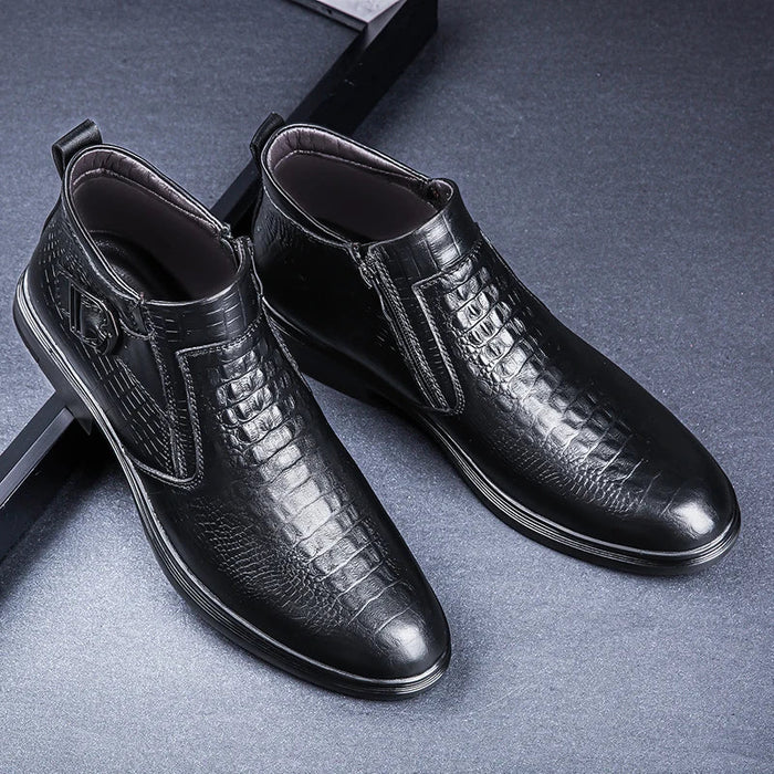 KORNEL | Echt Leer Herfst Winter Business Jurk Snowboots Kantoor Enkel Formele