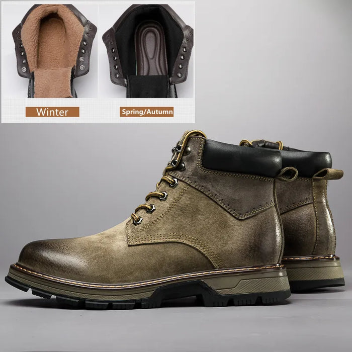 EMIL | Natuurlijk Leder Winterlaarzen | Echt Koe Leer, Warme Mannen Winterschoenen