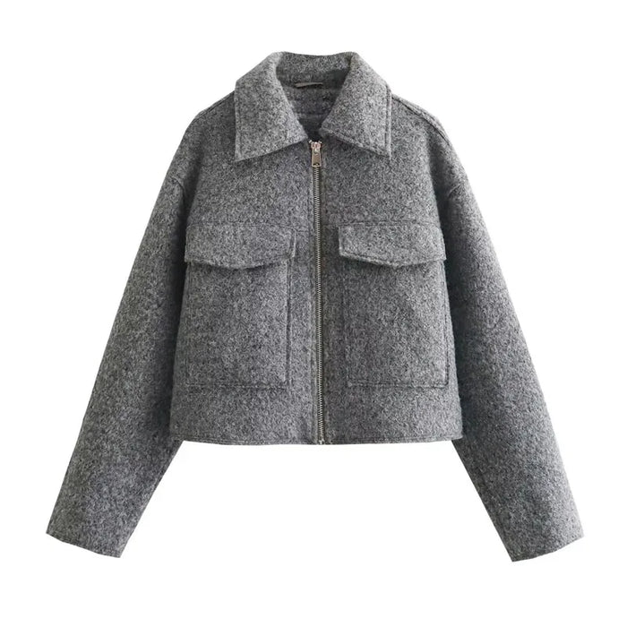 FLEUR | Trendy TRAF Herfst Winter Cropped Jacket Dames - Stijlvolle Korte Jas voor Vrouwen