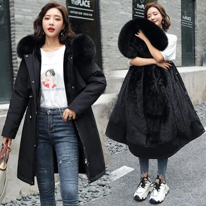 WINTER WONDERS | Luxe Damesjas met Bontkraag, Warme Lange Parka