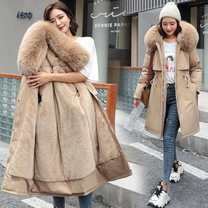 WINTER WONDERS | Luxe Damesjas met Bontkraag, Warme Lange Parka