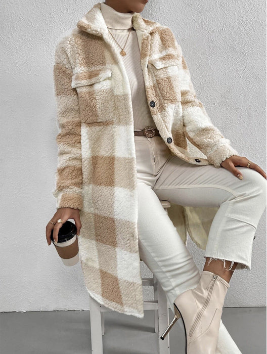 VIVIAN | Casual Checkered Winterjas Dames - Warme Losvallende Pluche Ruitjas