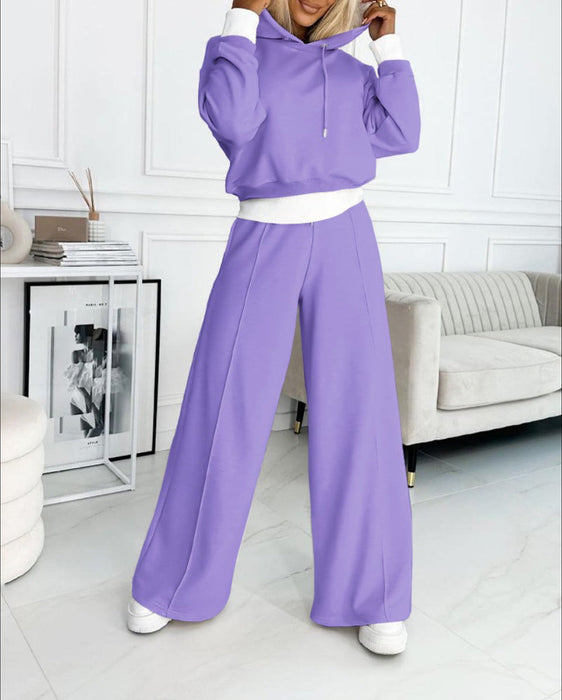 ISABEL | Modieuze Patchwork Hoodie en Broek Set - Warme Dames Winteroutfit