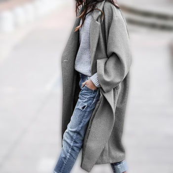 URBAN ELEGANCE | Stijlvolle Lange Jas met Zakken - Warme Wolblend Winterjas voor Vrouwen